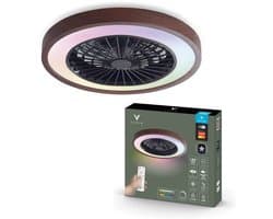 Varin® Plafondventilator met verlichting - Walnoot hout - Tuya Wifi - LED RGBW - Ø 50cm - Super stil - Afstandsbediening smart lamp - Plafondlamp slaapkamer - Plafonniere woonkamer - Plafondlampen - Plafond lamp - Verlichting kinderkamer - Ventilator