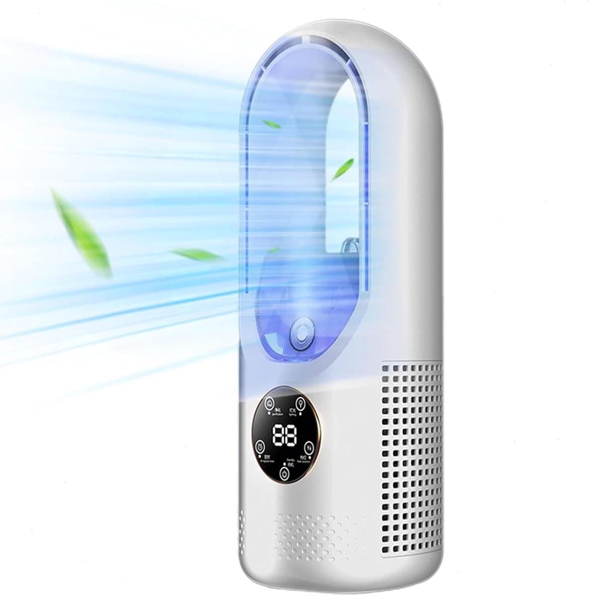 Mini airco – Blauw – airco met water - Mini Airco 4 in 1 – Koelen, Blazen, Lucht Bevochtigen - 6 Snelheden & Timer - USB Multifunctionele Bediening met LED-Display - Draagbaar voor Slaapkamer, Keuken, Kantoor - Wit - 1 Stuk — afbeelding 1