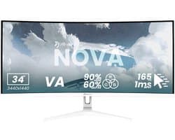 Arozzi Nova 34" Gaming Monitor - Curved - UWQHD VA - 165Hz - Wit