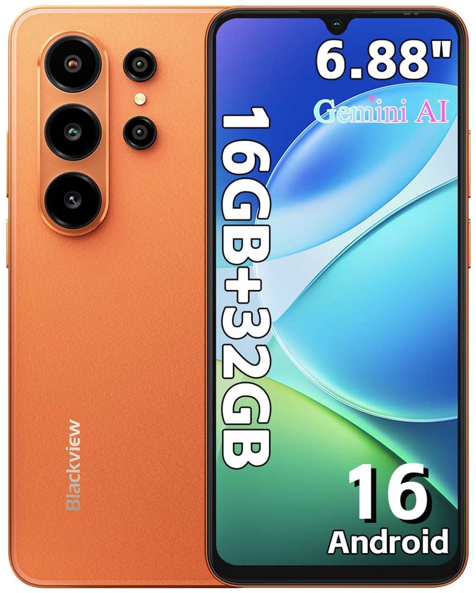 Blackview WAVE 10C Smartphone - Telefoon Dubbele Sim 4G - 6,88" HD+ IPS - 16GB(4+12) RAM - 32GB ROM - 5000 mAh - Android 16 - GPS - Oranje — afbeelding 1