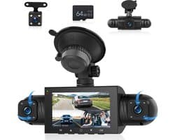 4-kanaals dashcam auto 360°, 4 camera's FHD 1080P voor en achter links rechts