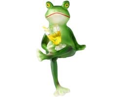Grappige Drinkende Kikker Bloempot Decoratie, Miniatuur Kikkerbeeldjes Bloempot Knuffeldier Buiten Schattig Dierfiguur Ornament voor Tuin Gazon Huis Hek Balkon Terras Decoratie