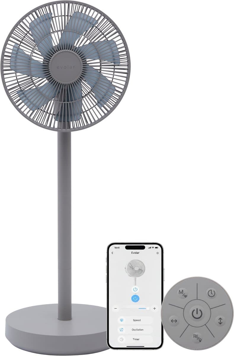 Evolar Smart Ventilator Staand - 30W - Incl. Accu - Statiefventilator - Ambient Light - WiFi - App & Afstandsbediening - EVO-SF30GW — afbeelding 1