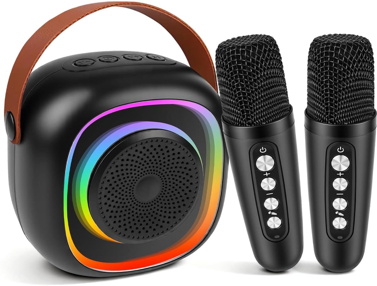 Dreamhigh® Karaoke Set voor Kinderen - Met 2 Draadloze Microfoons - Draagbare Bluetooth - Karaoke Met Ledverlichting en Stemeffecten - Karaokespellen voor Kinderen en Volwassenen - Hifi Mini - Karaokemicrofoon — afbeelding 1