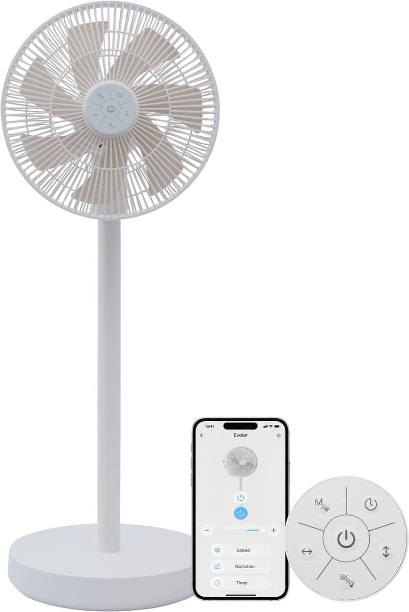 Evolar Smart Ventilator Staand - 30W - Incl. Accu - Statiefventilator - Ambient Light - WiFi - App & Afstandsbediening - EVO-SF30WW — afbeelding 1