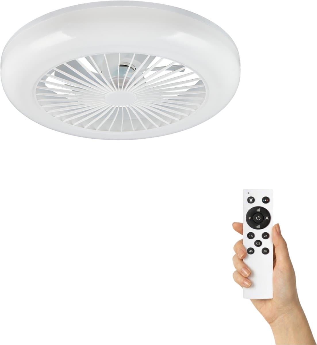 Fantiluxe - Mette - Plafondventilator met verlichting - Wit - Ø45cm - Afstandsbediening - Met lamp - Plafond ventilator - Slaapkamer — afbeelding 1