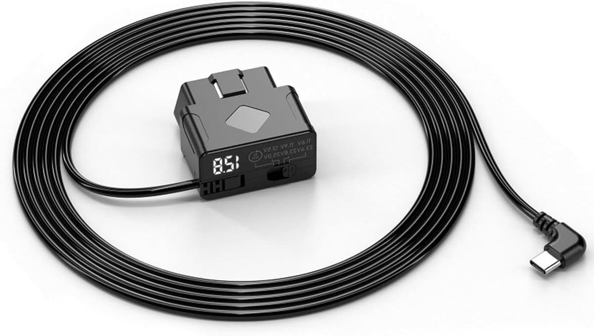 OBD Power Cable for Dashcam, 3.5M OBD2 To USB C Hardwire Set, 24 Hours Parking Mode, ACC Mode, Low Voltage Protection, Plug and Play, for GPS — afbeelding 1