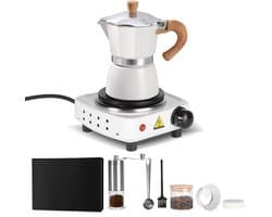 Espresso koffiemaker - Wit - Percolator - Moka pot - Met Koffiemolen - Camping en thuisgebruik