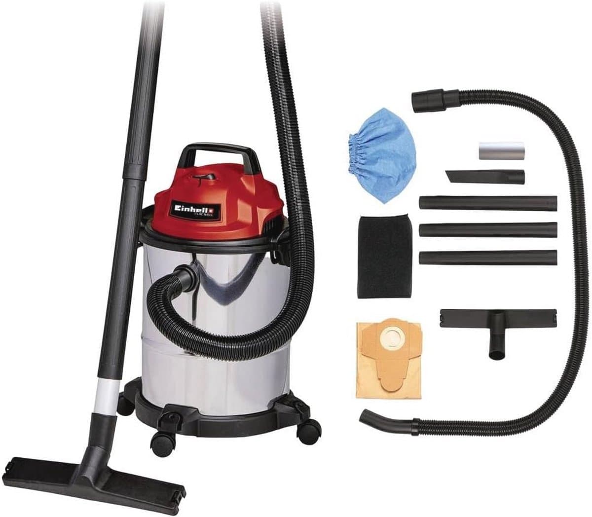 Natte en Droge Zuiger 1250 W - 15 L Roestvrijstalen Tank, Inclusief 36 mm Slangsysteem en Toebehoren — afbeelding 1