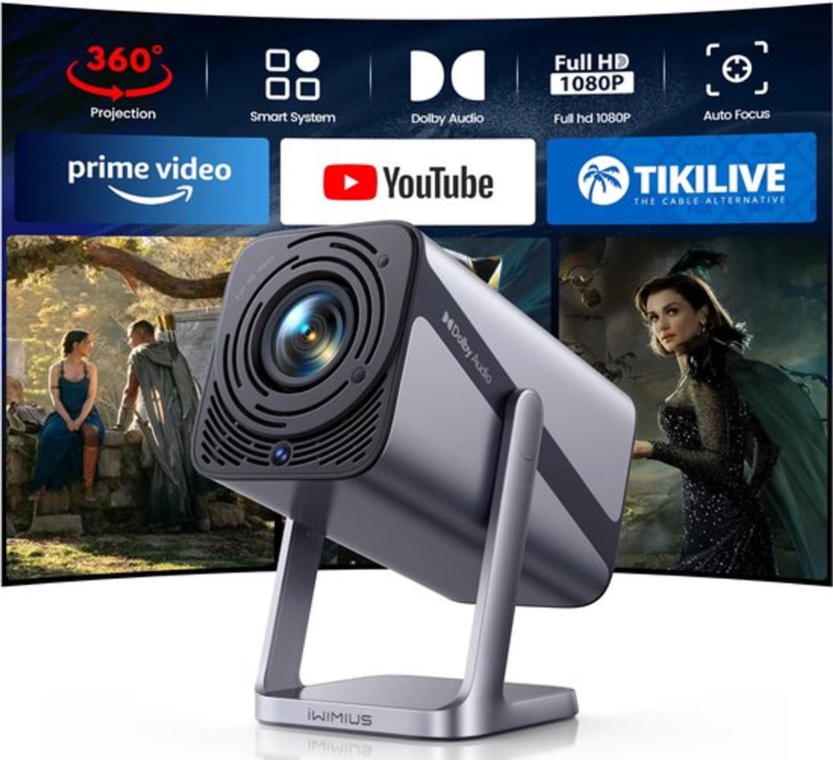 Mini Beamer 600 ANSI Lumen - Full HD 1080P Resolutie - Bluetooth En HDMI Aansluiting - Draagbaar - Voor Thuisbioscoop En Presentaties — afbeelding 1