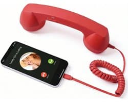 Retro Telefoonhoorn - Geschikt voor iPhone & Android - USB-C Bedrade Telefoonhoorn met Microfoon - Vintage Handset voor Bellen, Videogesprekken, Vergaderingen & Online Conferenties - Rood