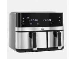 HOMCOM Airfryer - Staal - 41,8 x 39,2 x 31,1 cm - Zwart