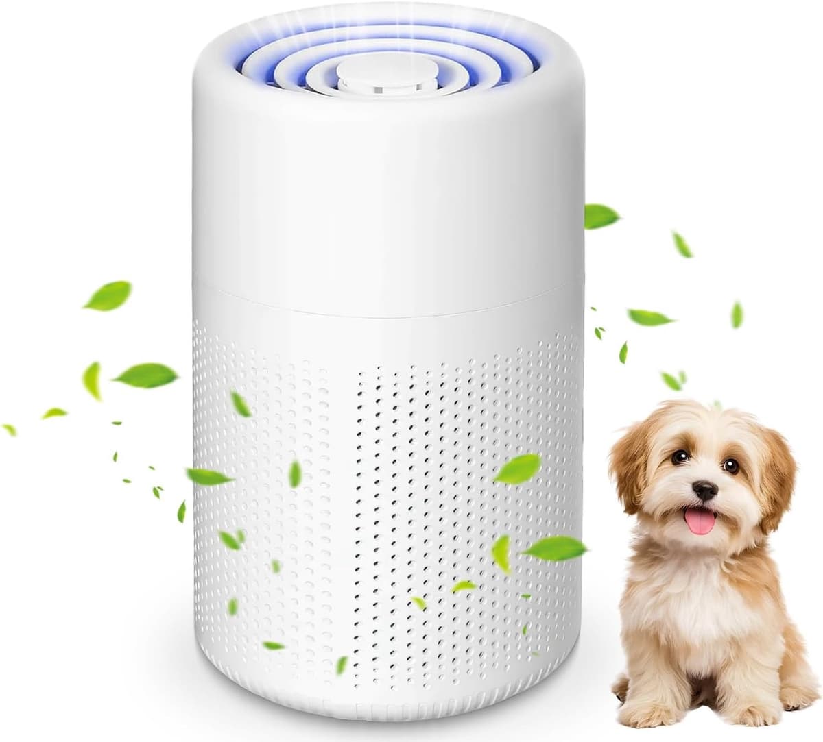 Luchtreiniger - Met HEPA Filter - 37 dB slaapstand - Vermindert Stof En Pollen - voor slaapkamer, kantoor, dierenkamer, badkamer - 12×12×19cm - wit — afbeelding 1