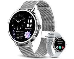 Blackview AMOLED Smartwatch Dames - X30 - Horloge Dames -Stappenteller - Slaapmonitor - Saturatiemeter - Sportfitnesshorloge - 1,26-inch AMOLED Fitnesstracker - Touchscreen - Bluetooth Beantwoorden/Bellen voor Android iOS- Zilver