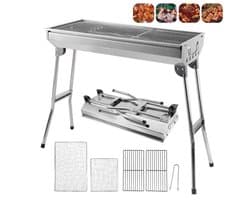 PIPIPOXER-Opvouwbare Houtskool BBQ Grill voor Buiten -voor op de camping, staande grill