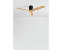 CREATE - Plafondventilator 40W silent 100% hout (Ø132cm) (ruimtes 10m²-25m²) - Zwart / Licht hout - Geen licht - Afstandsbediening - WIND CALM NATURAL WOOD