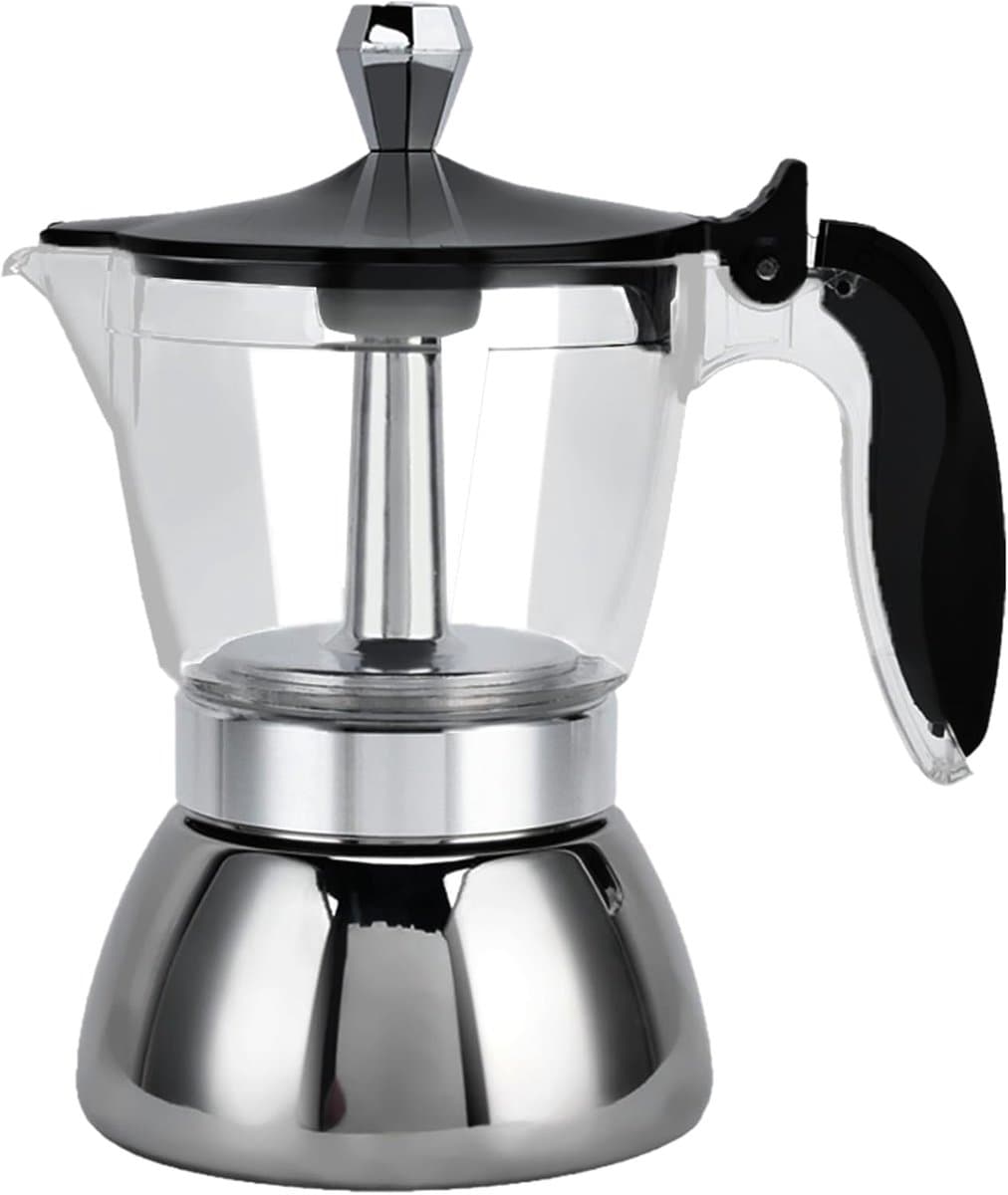 Hob Modern Clear Percolator - Stainless Steel Italian Glass - 4 Cups - Coffee Maker - Stove Mokapot - Keukenbenodigdheden — afbeelding 1