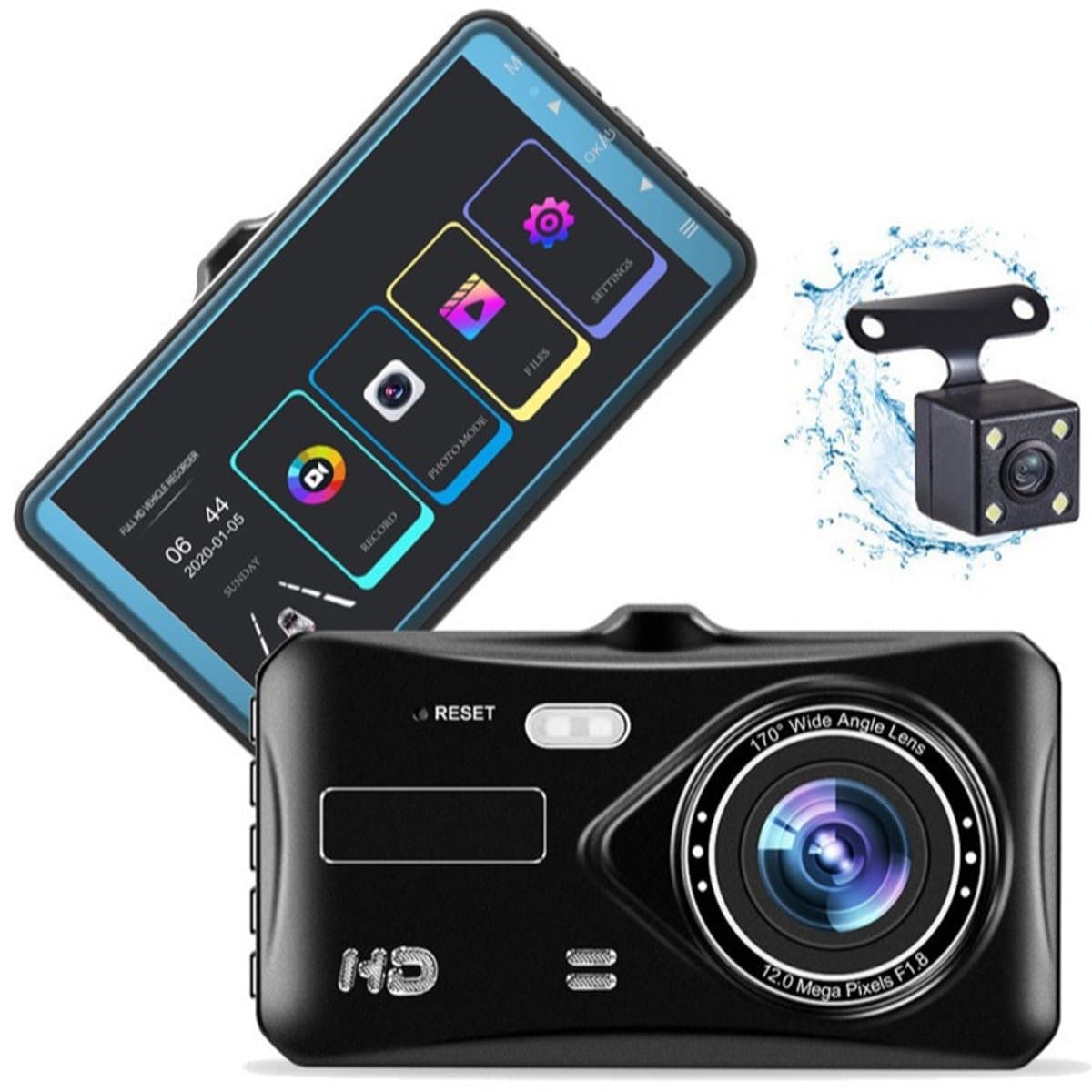Dual Dashcam voor Auto - Voor en Achter - Full HD - Parkeermodus - 170° wijdhoeklens(Inclusief 32GB geheugenkaart) — afbeelding 1