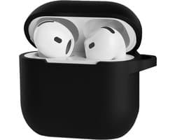 Jumada's Case Geschikt voor AirPods 4 Hoesje Hoes Siliconen Met Clip Cover - Hoesje Geschikt voor Apple AirPods 4 Hoes Siliconen - Zwart