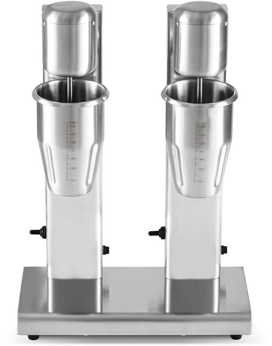HCB® - Professionele Horeca Milkshakemixer - dubbel - 2 x 750 ml - RVS / INOX Milkshakemaker - 17x35x52 cm (DxBxH) - 6 kg - 9870 — afbeelding 1