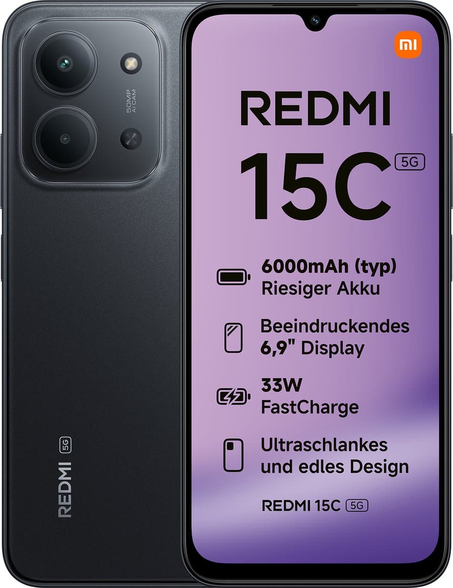 XIAOMI Redmi 15C 5G - 128 GB Zwart — afbeelding 1