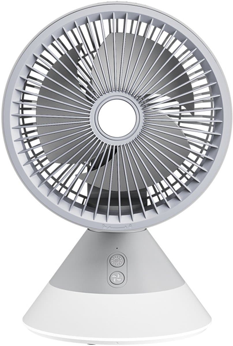 Draagbare bureauventilator - Oplaadbaar - Werkt op een 4000mAh batterij - Drie ventilatorsnelheden - Met LED-verlichting - 90° verticaal en 90° oscillerend - Geschikt voor thuis en op kantoor - Wit — afbeelding 1