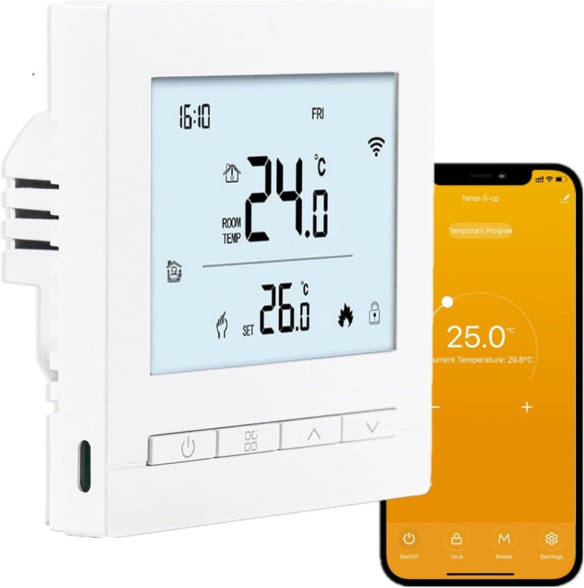 Slimme Wifi Thermostaat Programmeerbaar voor Elektrische Vloerverwarming en Radiator — afbeelding 1