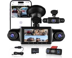 Dashcam – Auto Camera – Rijcamera – 360 Graden Camera – Parkeercamera – Vijf 1080P Camera’s – G-Sensor Met Automatische Noodopname – Nachtzicht Met Wifi App Bediening