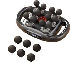 Massagepistool - 12 massagekoppen voor diepe weefselmassage - Geschikt voor rug, schouders en benen - 9 intensiteitsniveaus - Lange batterijduur (zwart)