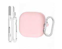 Telestore - hoesje geschikt voor Samsung Galaxy Buds 4 / 4 pro soft case cover - roze - TPU hoesje Beschermhoes - Samsung Galaxy Buds 4 / 4 Pro Cover - Buds4 hoesje - gel hoesje met sleutelhanger + Oordopjes schoonmaak set