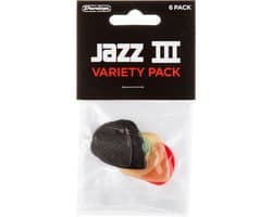 Dunlop PVP103 Jazz III Variety Plectrum 6-Pack - Plectra, medium / heavy, mix van 6 stuks