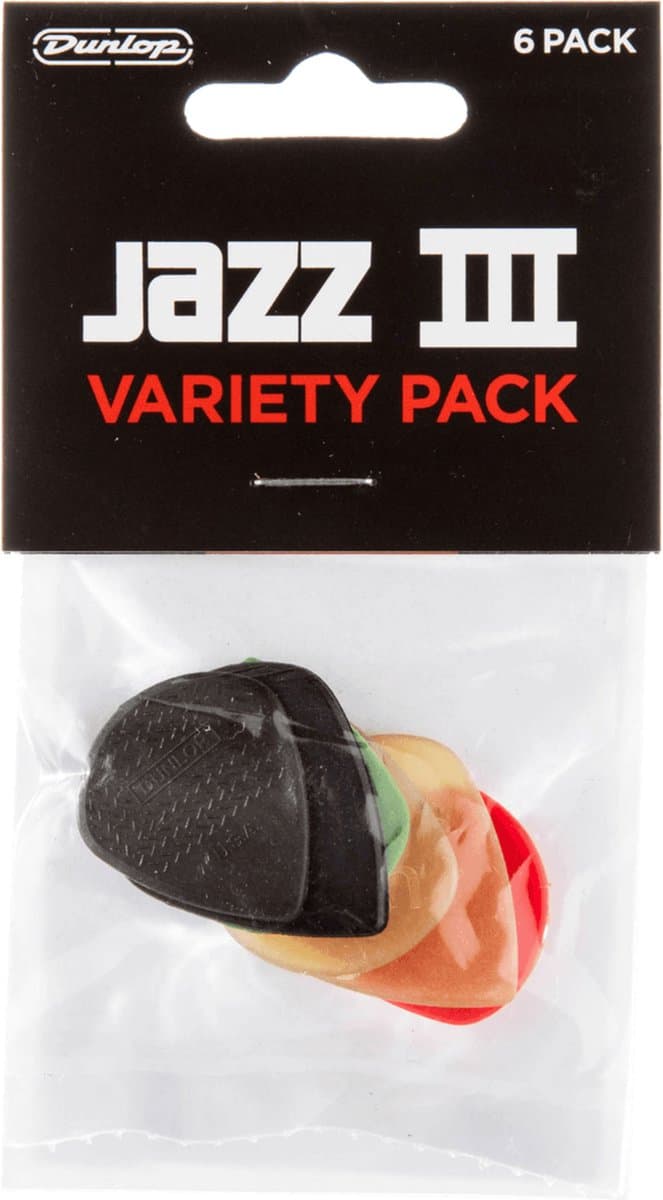 Dunlop PVP103 Jazz III Variety Plectrum 6-Pack - Plectra, medium / heavy, mix van 6 stuks — afbeelding 1