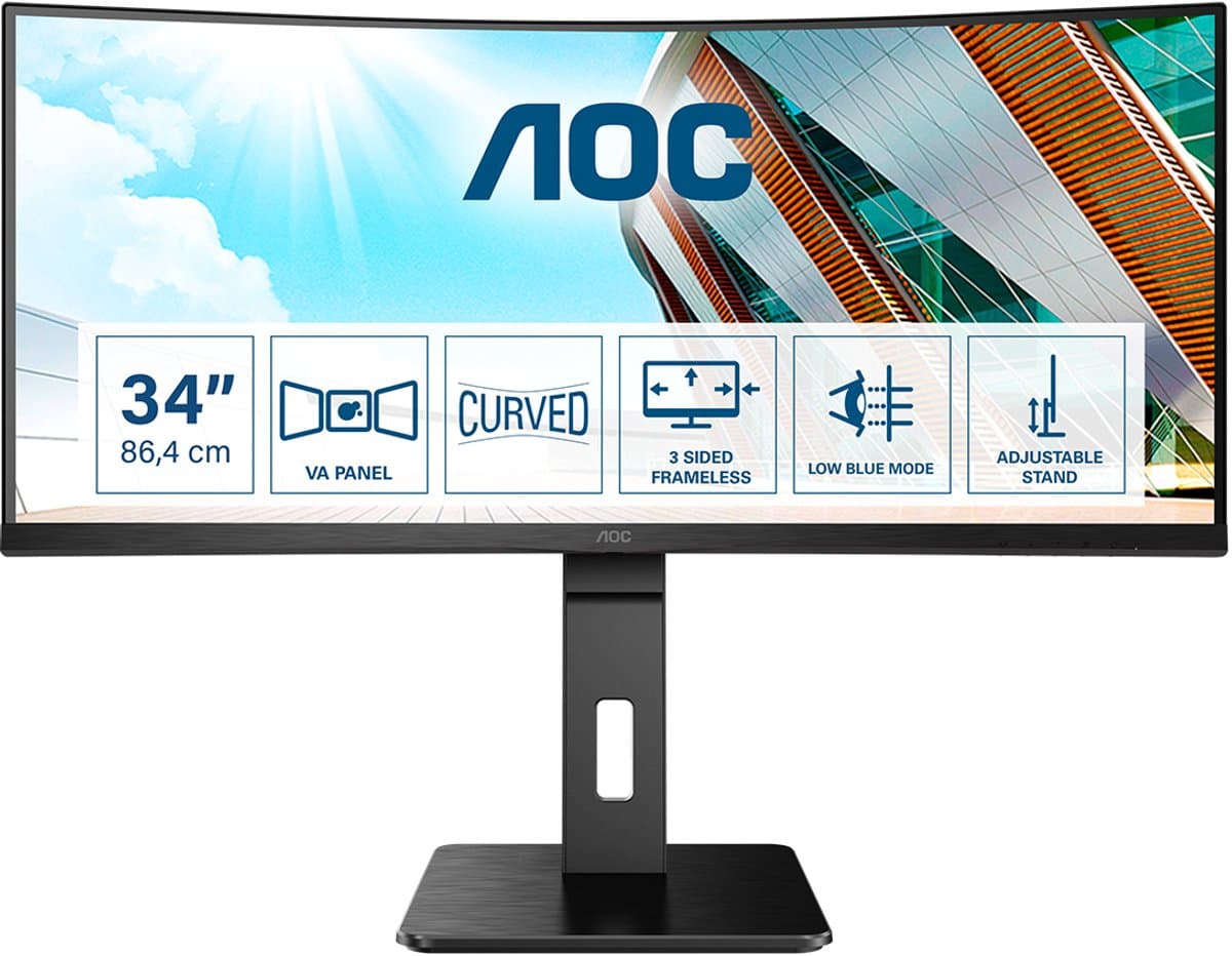 AOC CU34P2A - QHD Curved Ultrawide Monitor - 34 Inch — afbeelding 1