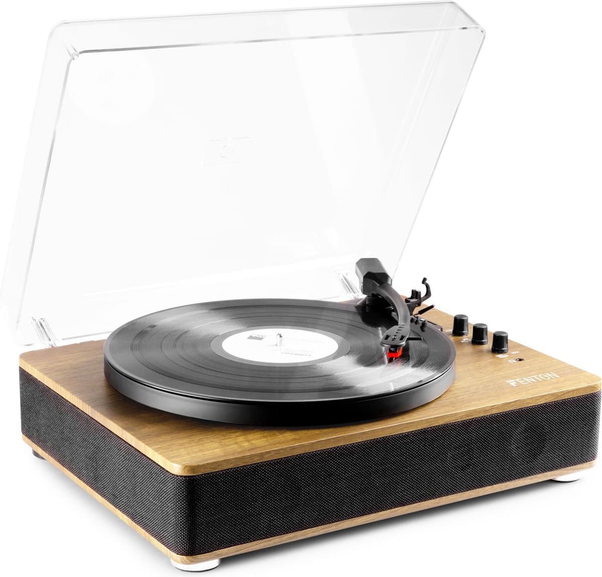 Platenspeler Bluetooth (in/uit) - Fenton RP162LW - retro platenspeler met speakers (stereo) en mp3 speler - Hout (Lightwood) — afbeelding 1