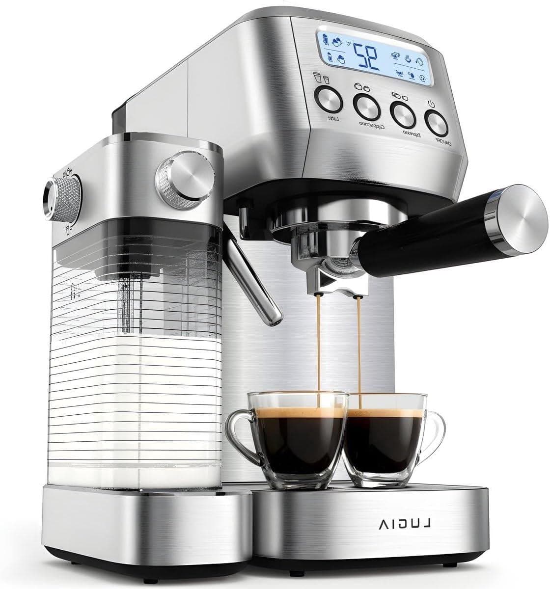 Espressomachine - Koffiezetapparaat Pistonmachine - Thuis Barista Koffie - Automatische Melkopschuimer - 33D x 352B x 205H cm - RVS — afbeelding 1