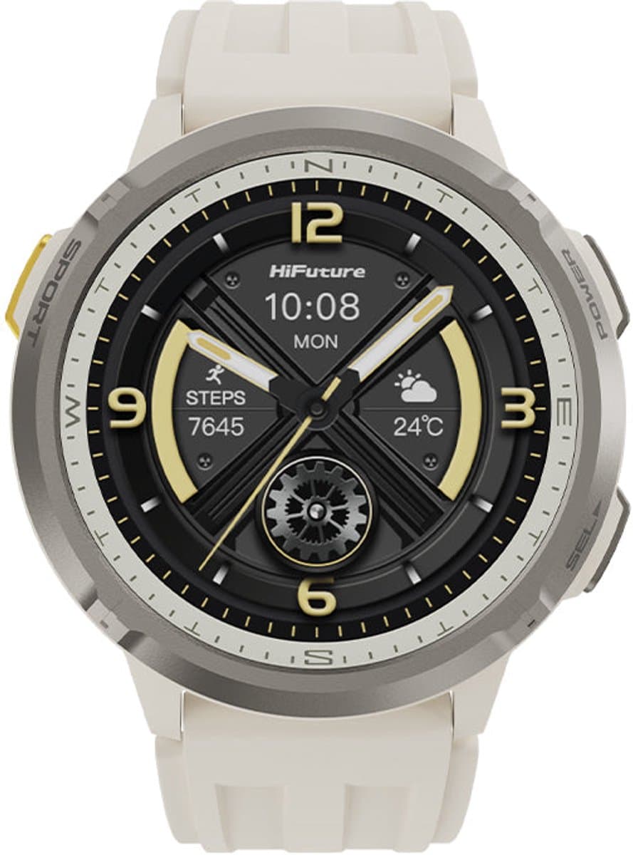 HiFuture MIX 3 Smartwatch - 1,43 inch AMOLED - Bluetooth bellen - Hartslagmeter & SpO2 - 47 mm - Latte — afbeelding 1