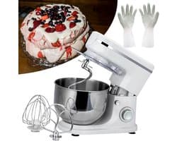 Standmixer Keuken - Keukenmachine Mixen - Bakken en Koken - 7 Snelheden Krachtig - 5 Liter Kom - Wit
