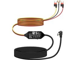 Dash Cam Hardwire Kit, 12V-24V naar 5V/3A USB-C rijcamera hardwire-kit met digitaal display, laagspanningsbeveiliging, 24-uurs bewaking en acc-modus voor dashcams (3,5 m)
