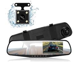 Dash Cam Spiegel Dash Camera Voor en Achter 1080P Full HD Video Auto Rijden Recorder Groothoek Dual Lens Dashboard Camera DVR met G-Sensor, Loop Recording Parking Mode Bewegingsdetectie (blauw)