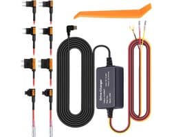 Dashcam hardwire kit, dashcam hardwire kit, 12 V-24 V naar 5 V/3 A USB-C-netaansluiting, dashcam hardwire-kit met meervoudige zekeringen voor GPS-voeding, radarwaarschuwingskits