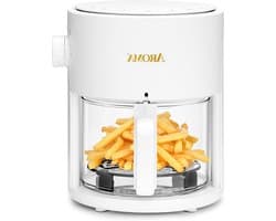 Glazen Airfryer - Convectieoven Mini - Knapperig Eten Bereiden - 360 Graden Warmtecirculatie - 3 Liter - Wit