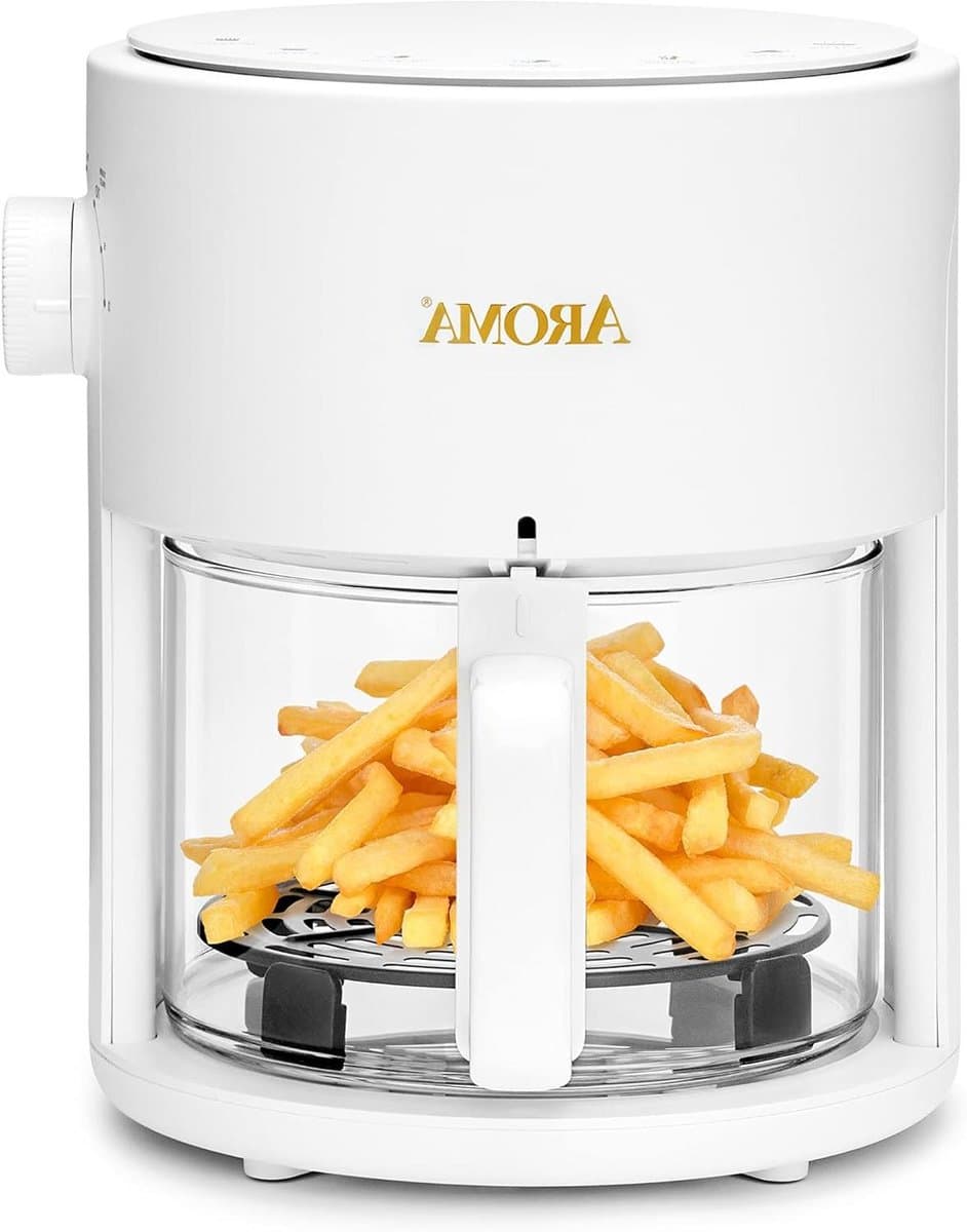 Glazen Airfryer - Convectieoven Mini - Knapperig Eten Bereiden - 360 Graden Warmtecirculatie - 3 Liter - Wit — afbeelding 1