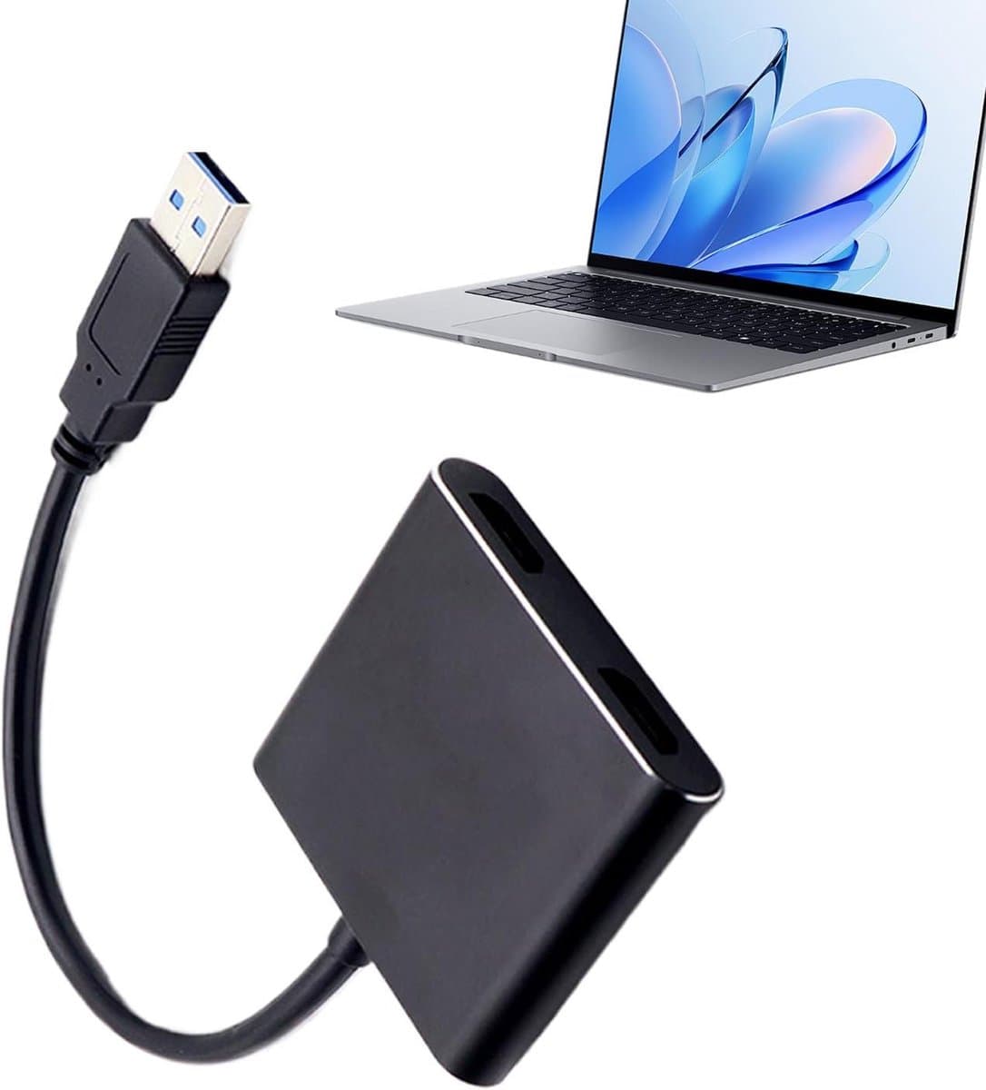 Adapter USB naar HD - Beeldschermconverter - Extra Scherm - Plug and Play - 1920x1080 - Zwart — afbeelding 1