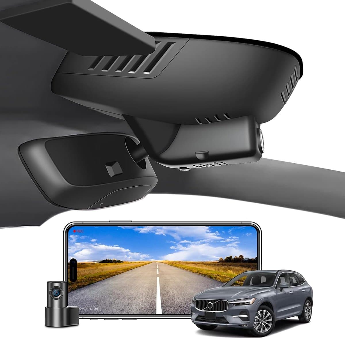 SnelShoppen - 4K+1080P Dashcam Auto Voor en Achter, OEM-Look, Compatibel met Volvo XC60 2022-2026, Loop-opname, G-sensor, WiFi & App, 128 GB Kaart — afbeelding 1