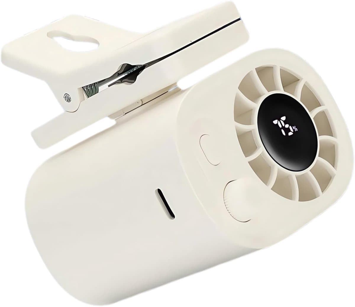LISM - Autoventilator met clip, LED-display, 360° draaibaar, 100 instelbare windsnelheden, draagbare USB-oplaadbare 1800mAh-batterij, mini-handventilator — afbeelding 1