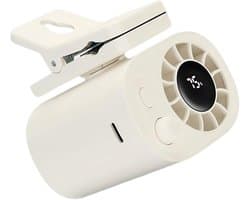 LISM - Autoventilator met clip, LED-display, 360° draaibaar, 100 instelbare windsnelheden, draagbare USB-oplaadbare 1800mAh-batterij, mini-handventilator