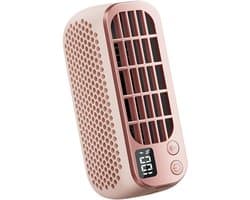 Draagbare USB-ventilator zonder bladen, compacte ventilator voor thuis en buitenshuis, mini-nachtlampje, 5 instelbare snelheden, roze.
