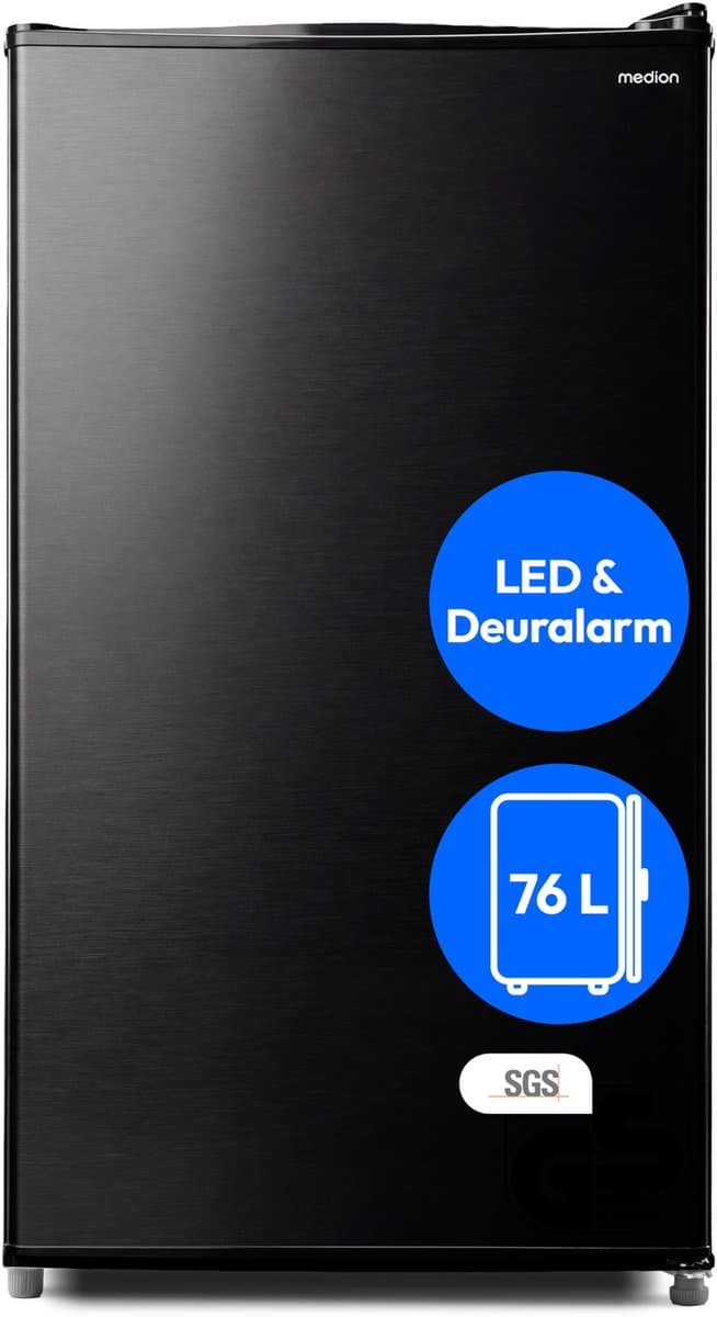 MEDION Koelkast 76 L, vrijstaand - MD370009 - Donkergrijs | 3 legplateaus, hoogte 84,5 cm, omkeerbare deur, 2 deurvakken, verstelbare voeten — afbeelding 1