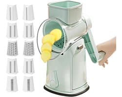 Groentesnijder Draaiende Rasp - Keukenmachine Fruit - Snel Ingrediënten Snijden - Met Spatbescherming - 288 cm Hoog - Muntgroen