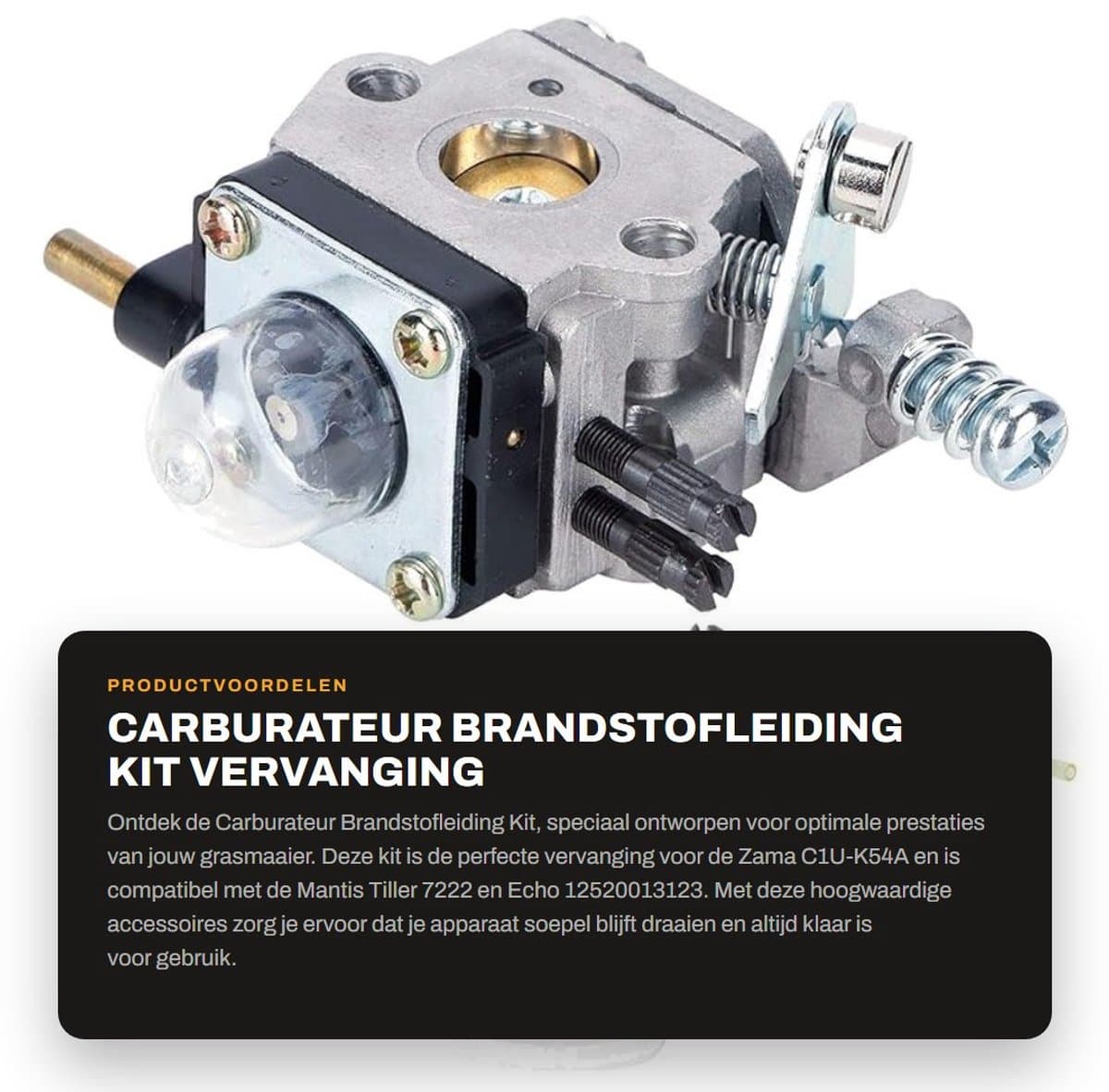 Dailygoods- Carburateur Vervangingsset - Carburateur Reiniger - Carburateur Afstelgereedschap - Geschikt voor Zama C1U-K54A - Lichtgewicht Aluminium - Eenvoudige Installatie - Grasmaaier Carburateur — afbeelding 1